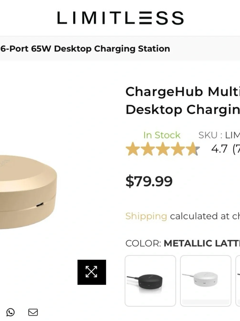 LIMITLESS ChargeHub Multi-Station - Rose Gold 6-Port Charger